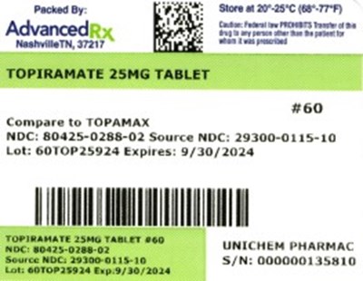 Label 2 (Topiramate 80425 0288 02)
